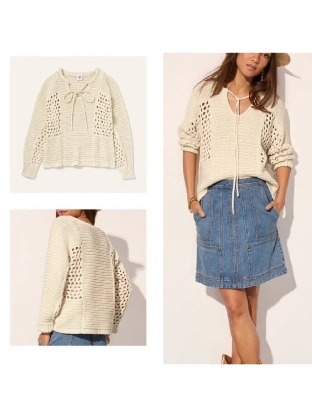CABI Sandbar Pullover in Burch (Beige) Sz XL #6596 EUC